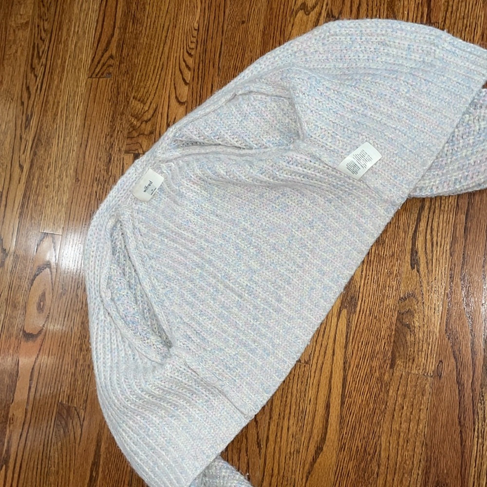 Aritzia Wilfred Posey Chunky Knit Classic button-up cardigan COTTON CANDY XS - Picture 12 of 13